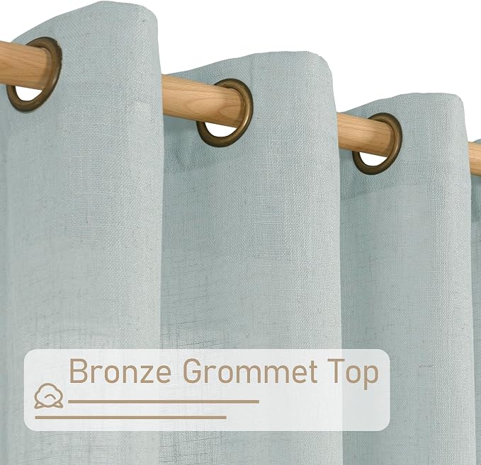 LAMIT Greyish Blue Linen Curtains 45 Inches Long - Image 2