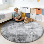 Tie-Dyed Fluffy Round Rug, Soft Area Rugs - Image 5