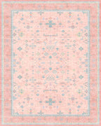 Washable Pink and Blue 9x12 Oushak Rugs - Image 9