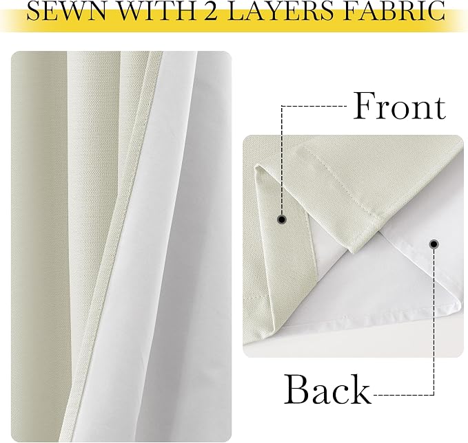 NICETOWN Faux Linen 100% Blackout 90 inch Curtains, W52 x L90, 2 Panels - Image 7