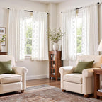 jinchan Belrose Linen Curtains for Bedroom Floral Curtains 63 Inch Length Linen - Image 3