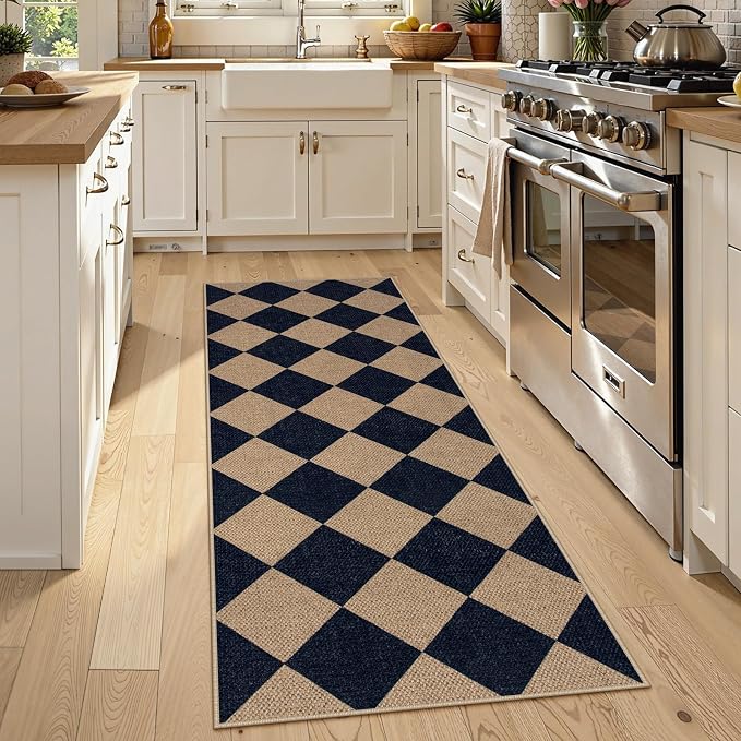 Lahome Colette Checkered Easy Jute Runner Rug, 2x6 Kitchen Mats - Image 3