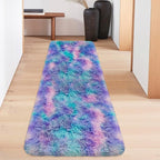 Super Soft Fluffy Living Room Area Rug 2x6 ft Purple Rainbow Tie-Dyed Shaggy - Image 2