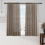 Nanspring Dark Taupe Linen Sheer Curtains 54 Inch Length 2 Panel Set Back Tab by Nanspring