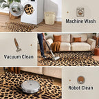 AROGAN Premium Leopard Print Rug 4.6x5.2 Feet, Machine Washable Faux Fur - Image 7