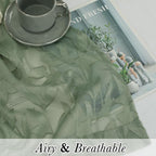 Lecloud Leia 36 Inch Sheer Curtains Sage Green Tiers - Image 8