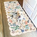 Hallway 2x5 Washable Runner Rug: Stain Resistant Floral Scalloped Rug by HYHAOYUNLAI