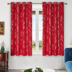 Deconovo Christmas Red Curtains, Soundproof Curtain, 52 x 63 Inch Long - Image 2