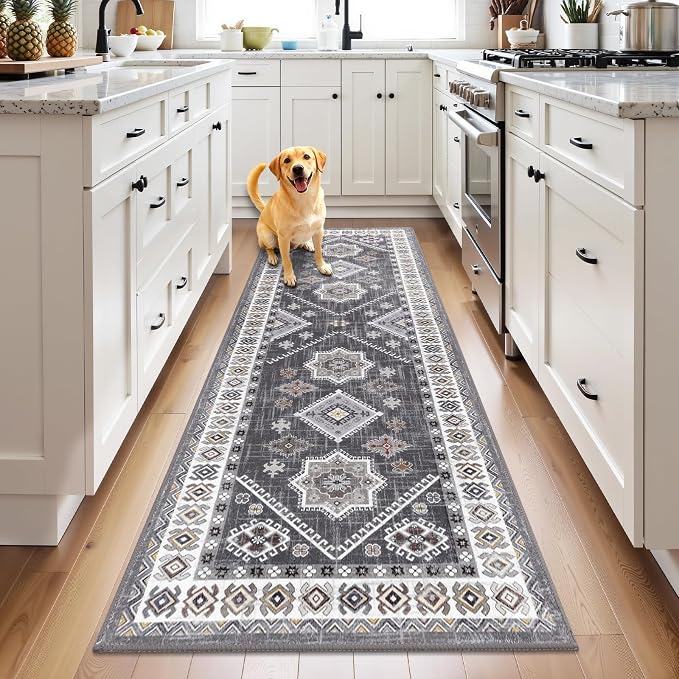 HEBE Washable Kitchen Rugs Runner 2'x 6', Non Slip Hallway Runner Rug, Low Pile by HEBE