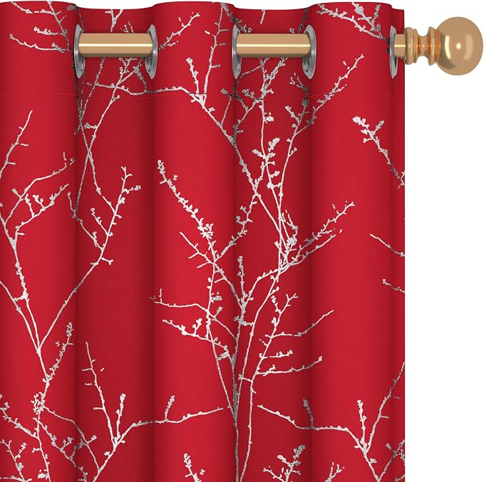 Deconovo Christmas Red Curtains, Soundproof Curtain, 42 x 84 Inch Long by Deconovo