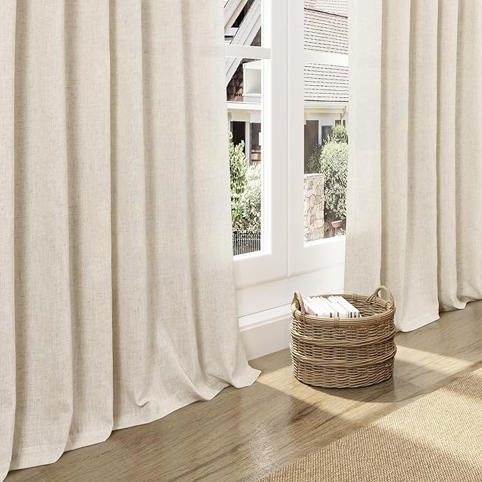 Linen Curtains for Living Room 90 Inches Long Modern Farmhouse Decor Light - Image 5