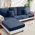 Couch Cover 8-Piece Elastic Velvet Couch Cushion Covers & Chaise Slipcovers by Taque