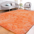 Goideal Fluffy Rug for Bedroom Living Room, 7x10 Orange Area Rugs, Faux Fur by Goideal