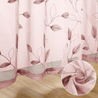 HOMEIDEAS Blush Pink Floral Sheer Curtains 63 Inches Long 2 Panels Embroidered - Image 5