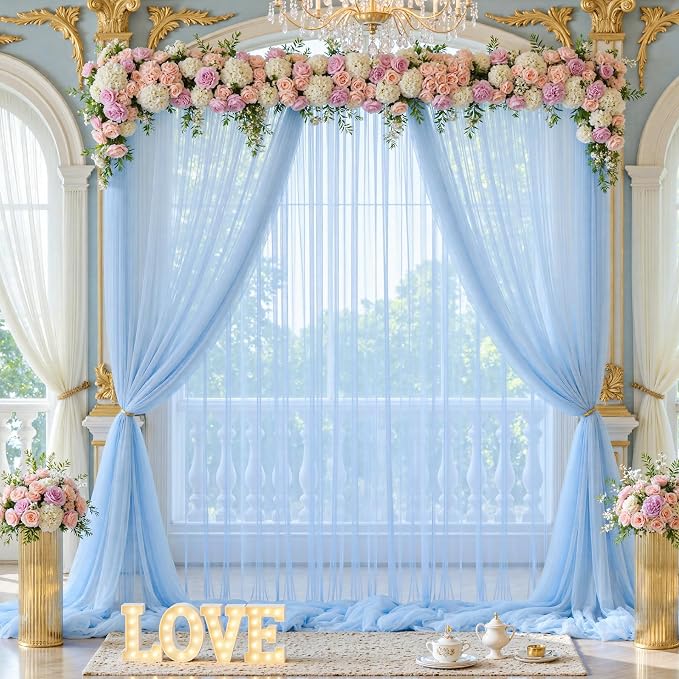 Baby Blue Tulle Backdrop Curtain - Image 4