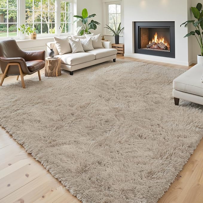 Area Rugs 9x12 Living Room, Shaggy Carpet Soft Plush Furry Bedside Rug Large by Junhejiamei
