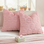 decorUhome Easter Pink Egg Pillow Covers 18x18 Inch Set of 2, Soft Plush Faux - Image 6