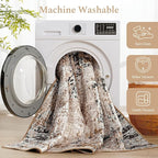 Rugflix 8x10 Washable Area Rugs, Neutral Boho Carpet Living Room Rug Non Slip - Image 4