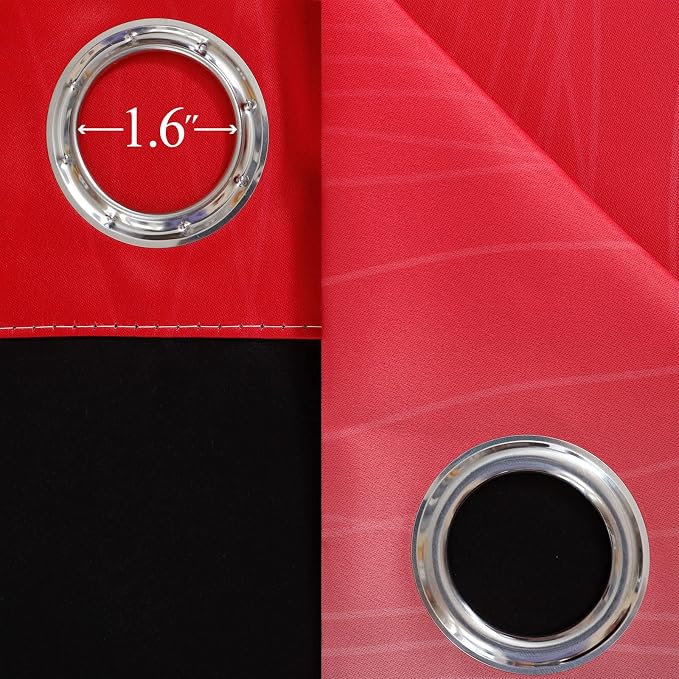 Estelar Textiler Ombre Red and Black Curtains 63 Inch Length 2 Panels, 100% - Image 7