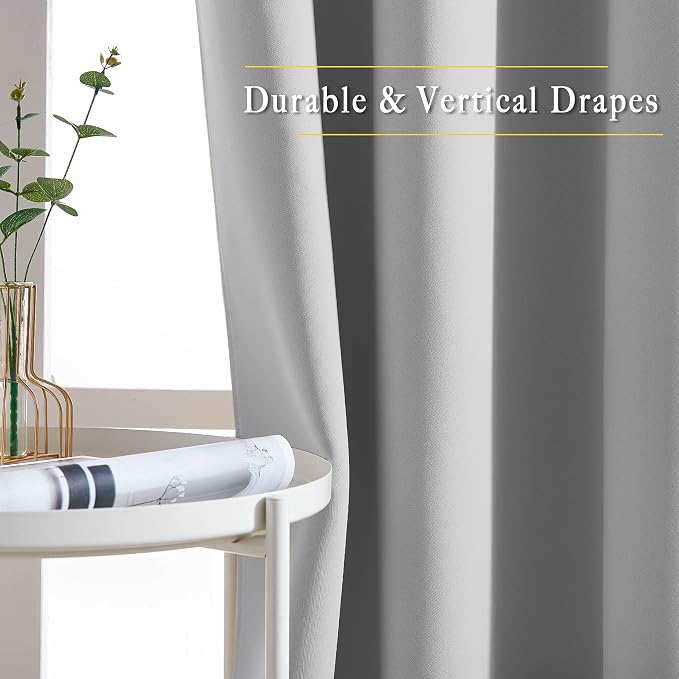 NICETOWN Silver Grey Cafe Curtains 36 inches Long, Grommet Room Darkening - Image 5
