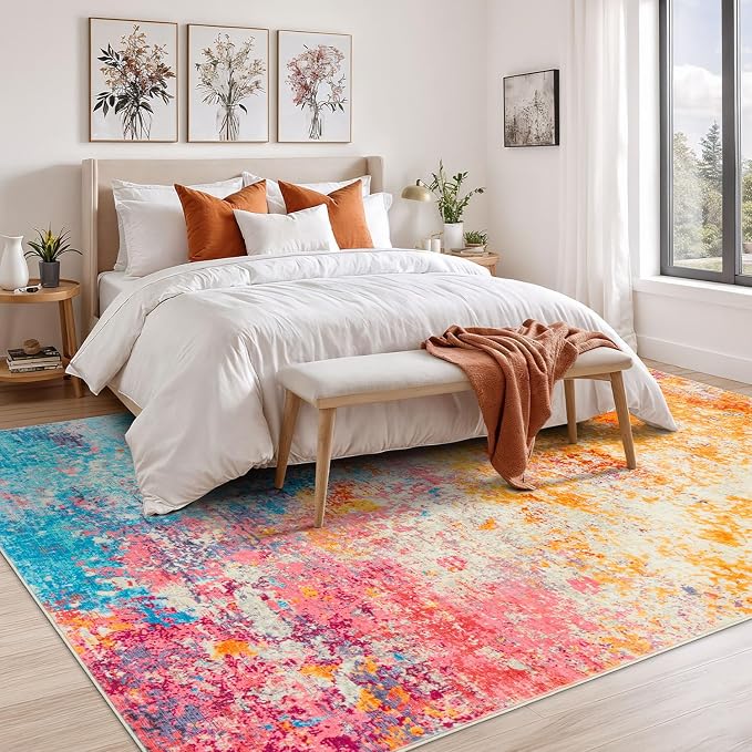 Rugflix 4x6 Area Rugs for Living Room, Washable Large Multicolor Rug - Image 2