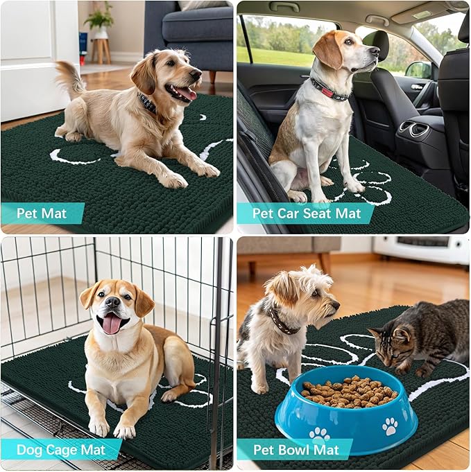 OLANLY Dog Door Mat for Muddy Paws 70x24, Paw Print Design, Absorbs Moisture - Image 7