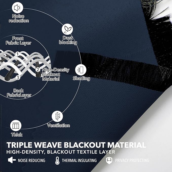 Deconovo Back Tab and Rod Pocket Drapes and Curtains Short Blackout Curtains - Image 3