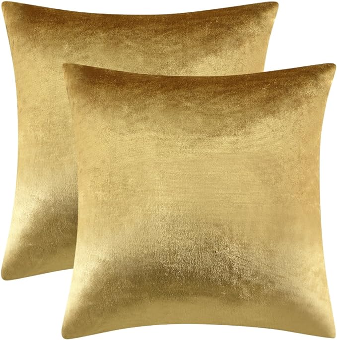 GIGIZAZA Gold Velvet Decorative Throw Pillow Covers, 18x18 Pillow Covers by GIGIZAZAFocusingonhomedecoration