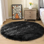 ORINOVA Black Fuzzy Living Room Washable Area Rugs by ORINOVA