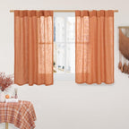 LAMIT Orange Linen Curtains 40 Inch Length, Semi Sheer Light Filtering Panels by LAMIT
