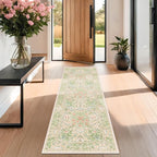 Hazo Haus Non Slip Beige Green Bathroom Runner Rug - Image 9