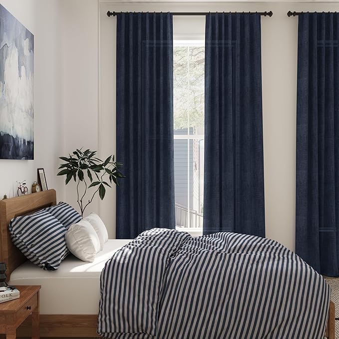 Navy Blue Curtains 84 inch Length - Image 2