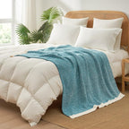 Snuggle Sac Super Soft & Reversible Heather Teal Blue Throw - Image 8