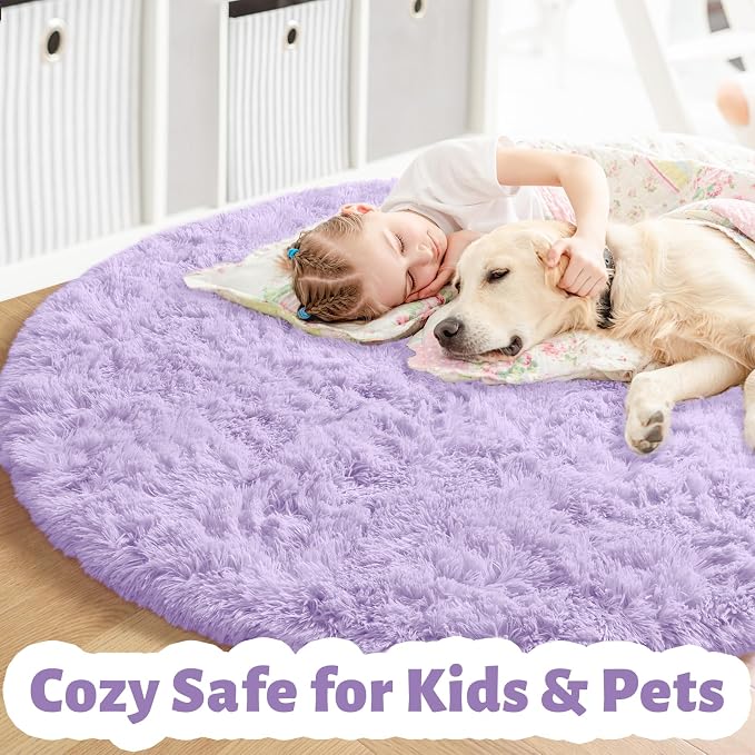 Amdrebio Light Purple Round Circle Rug 5Ft - Image 4