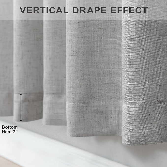 60 Inch Wide Curtains Gray for Boys Bedroom Teen Girls 90 Inches Long Linen - Image 6