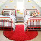 Red Round Rug 4Ft for Bedroom, Fluffy Shag Circle Area Rugs for Kids Room Decor - Image 8