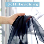OWENIE Navy Blue Sheer Curtains 90 Inches Long, Solid Light Filtering Sheer - Image 3