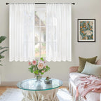 BGment White Linen Semi Sheer Curtains 45 Inch Length - Image 2