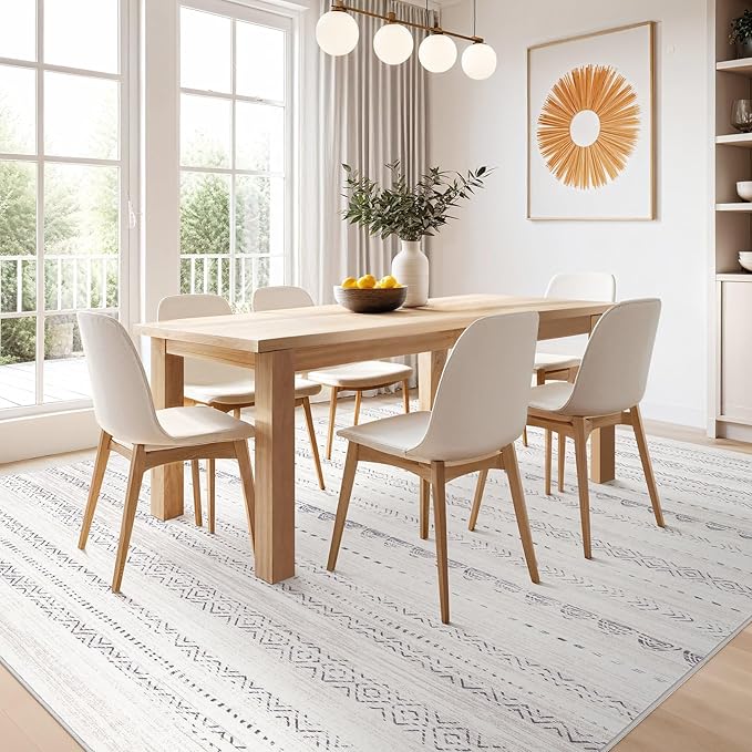 Nakagishi 6x8 Area Rugs Living Room: Washable Boho Large Neutral Soft Farmhouse - Image 5