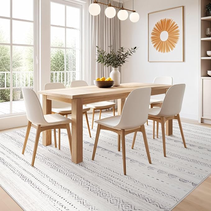 Nakagishi 8x12 Area Rugs Living Room: Washable Boho Large Neutral Soft - Image 6
