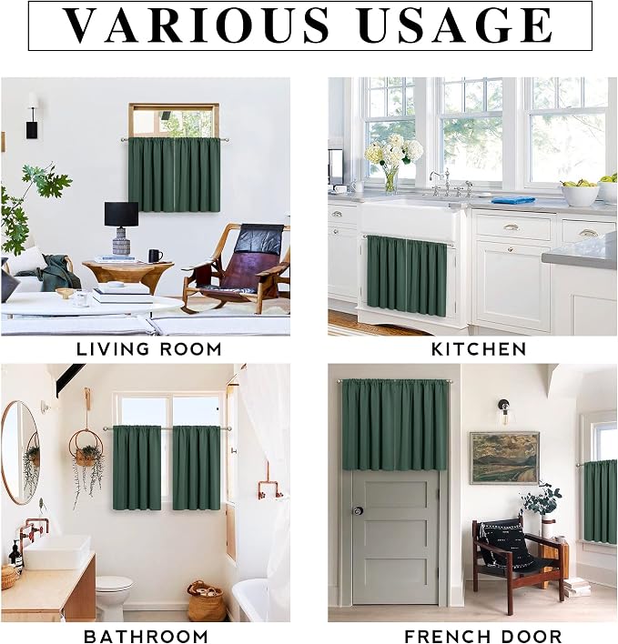 RYB HOME Basement Bathroom Kitchen Cafe Blackout Privacy Curtains, Short - Image 7