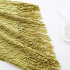 BOURINA Olive Green Throw Blanket 50x60 Inches Throw Textured Solid Soft Sofa - Image 4