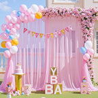 10ft x 15ft Pink Tulle Backdrop Curtain - Image 4