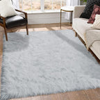 Goolela Grey Area Rug 6x9 Fluffy Fuzzy Shag Rug - Image 2