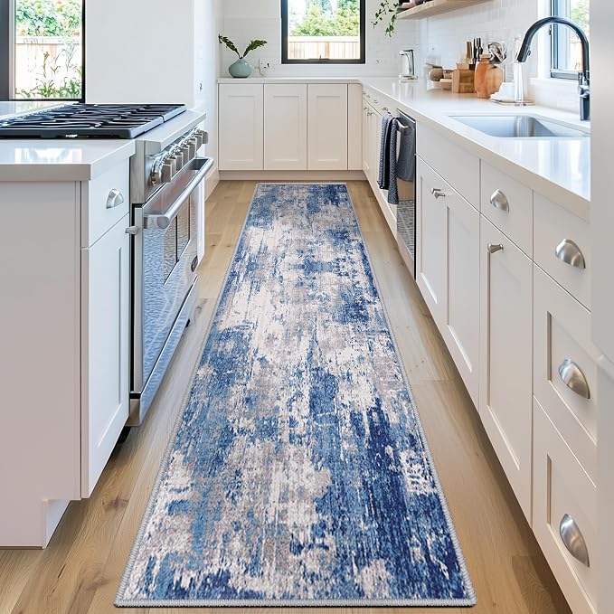 Washable Area Rugs 2'x8' Non-Slip Modern Abstract Soft by RELEANY