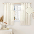 LAMIT 54 Inch Short Window Linen Curtains, Cream Ivory Light Filtering Panels by LAMIT