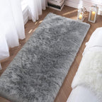 Grey Fluffy Rug for Bedroom, Cozy Shaggy Fuzzy Plush Floor Carpet for Nursery - Image 3