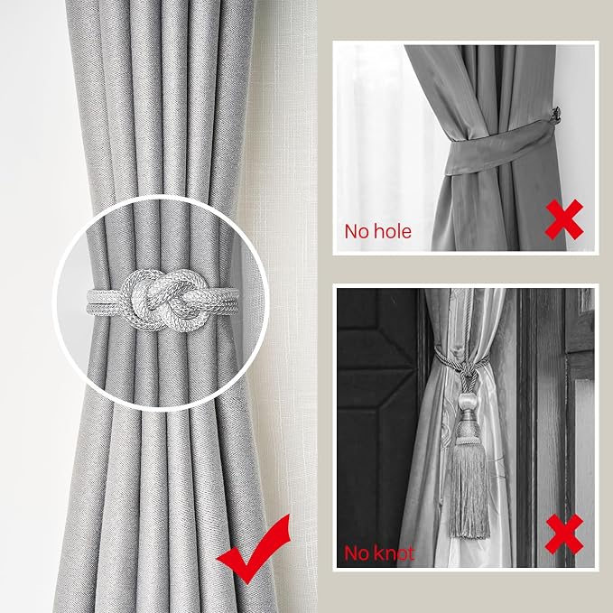 NICEEC 4 Pack Mini Magnetic Curtain Tiebacks Nordic Simple Style Drape Tie - Image 2