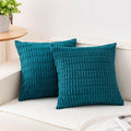 Pack of 2 Corduroy Decorative Throw Pillow Covers 18x18 Inch Soft Striped by Unknown