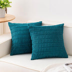 Pack of 2 Corduroy Decorative Throw Pillow Covers 18x18 Inch Soft Striped by Unknown